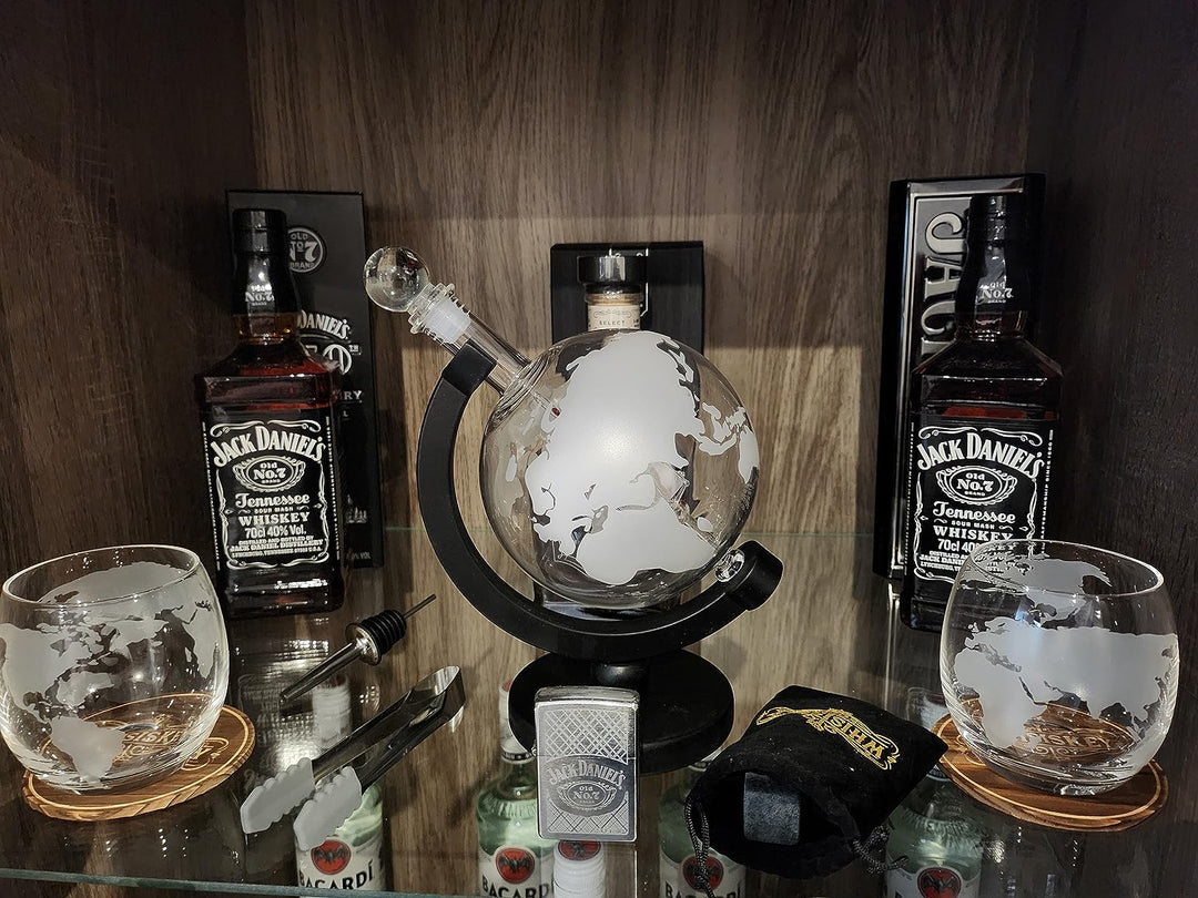 globe decanter explorer granite with jack daniels