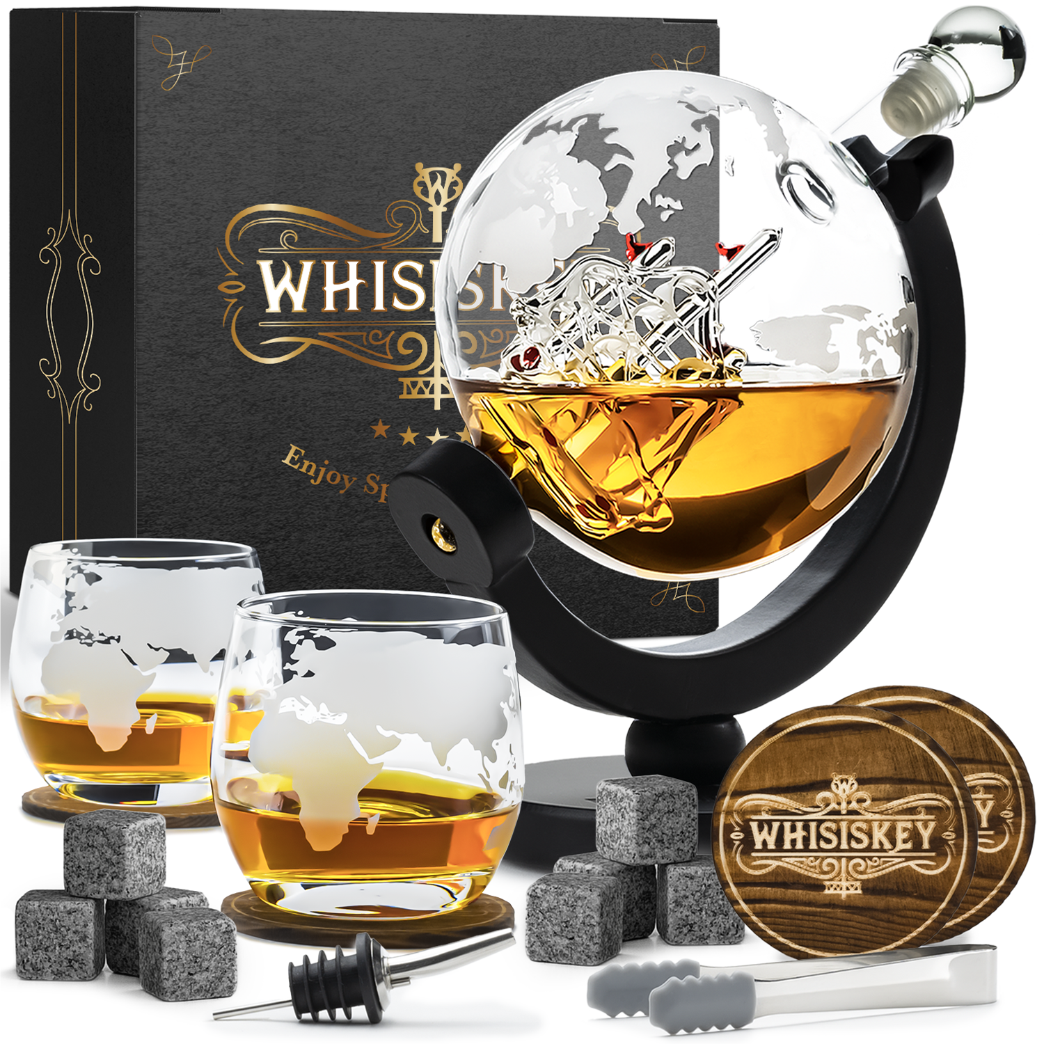 The Explorer Granite - Whiskey Decanter Set | Whisiskey