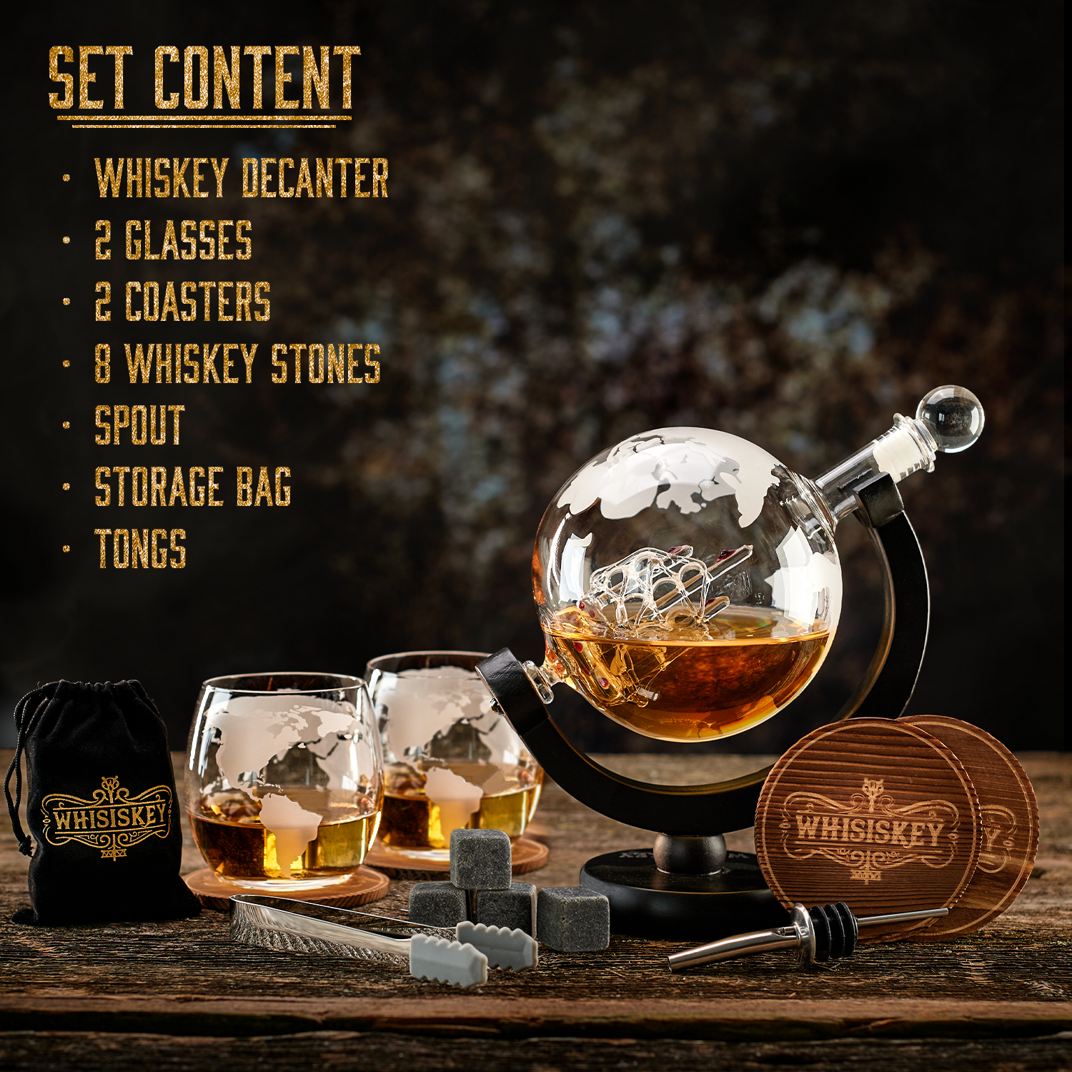 The Explorer Granite - Whiskey Decanter Set | Whisiskey